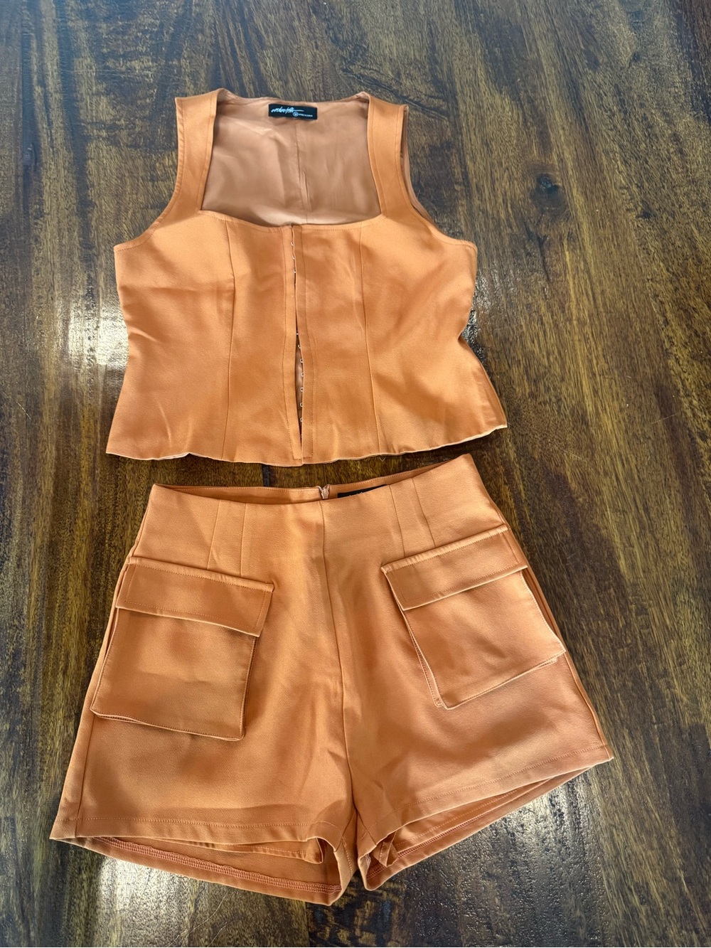 Burnt Orange Two-Piece Tank Top & Shorts Set